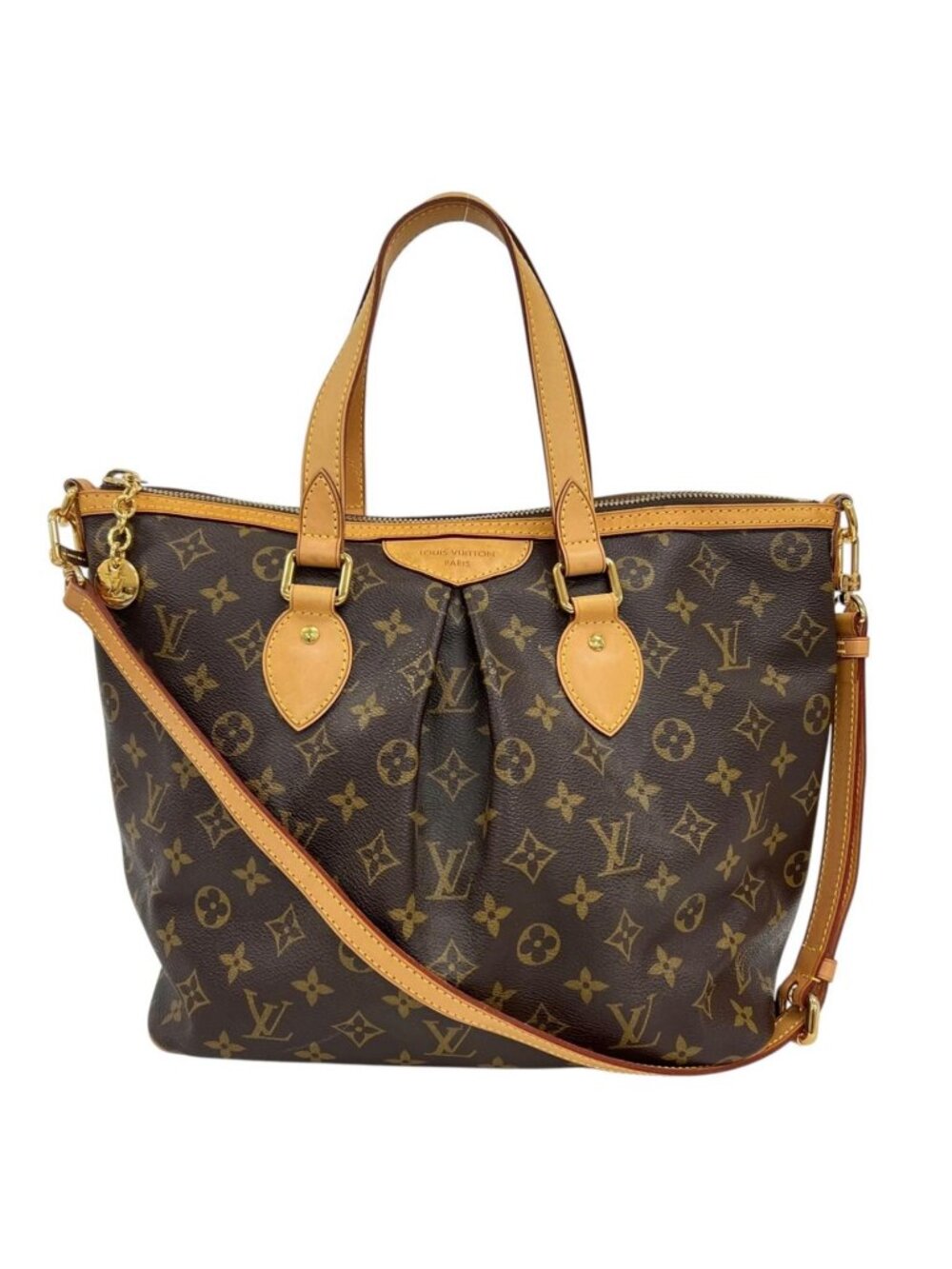 Louis Vuitton Palermo PM Monogram Leather Brown Handbag Gold